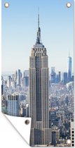Wanddecoratie buiten Skyline van New York met het Empire State Building - 80x160 cm - Tuindoek - Buitenposter