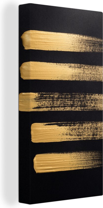 Tableau sur toile Motif de peinture dorée sur fond noir - 40x80 cm - Décoration murale Art