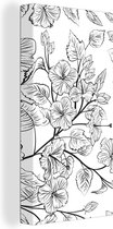 Tableau sur toile Une illustration en noir et blanc d'un motif floral - 20x40 cm - Décoration murale