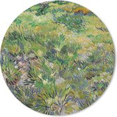 Muismat - Mousepad - Rond - Lang gras met vlinders - Vincent van Gogh - 40x40 cm - Ronde muismat