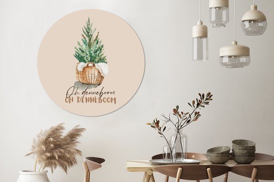 Wall Circle - Wall Circle Indoor - Noël - Citations - Oh pin oh pin - Proverbes - ⌀ 120 cm - Décoration murale - Peintures ronds XXL