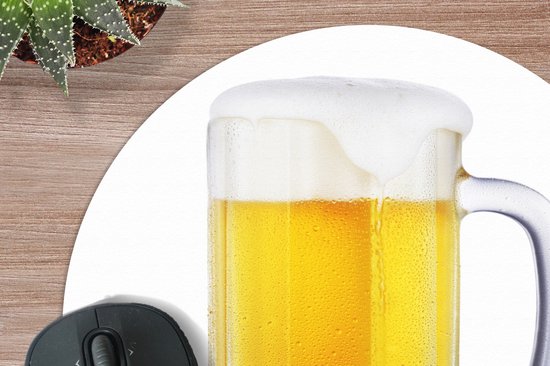 Muismat rond 30x30 cm - Mousepad Pul bier op een witte achtergrond - Ronde muismatten