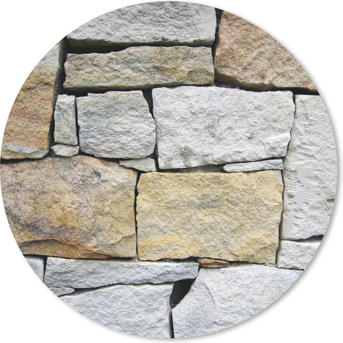 Muismat rond 30x30 cm - Mousepad Stenen muur zonder cement - Ronde muismatten