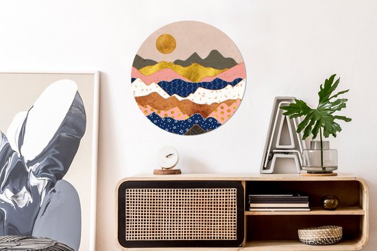 Wall Circle - Wall Circle Indoor - ⌀ 60 cm - Plastique - Motifs - Or - Pastel