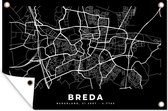 Tuindecoratie Breda - Kaart - Zwart - 60x40 cm - Tuinposter - Tuindoek - Buitenposter