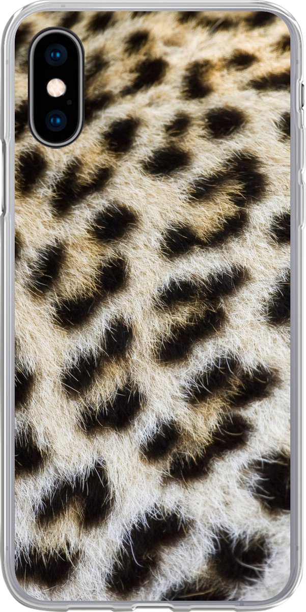 Telefoonhoesje Geschikt voor iPhone X hoesje - Close-up vacht luipaard - Siliconen Telefoonhoesje Telefoonhoesje