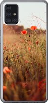 Geschikt voor Samsung Galaxy A52 5G hoesje - Zonsondergang - Bloemen - Rood - Siliconen Telefoonhoesje