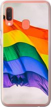 Geschikt voor Samsung Galaxy A20e hoesje - Foto van een regenboog vlag - Siliconen Telefoonhoesje