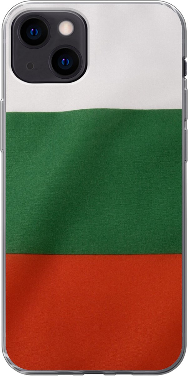 Telefoonhoesje Geschikt voor iPhone 13 hoesje - Close-up van de vlag van Bulgarije - Siliconen Telefoonhoesje Telefoonhoesje