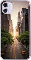 Geschikt voor iPhone 11 hoesje - Straat van New York in de ochtend - Siliconen Telefoonhoesje