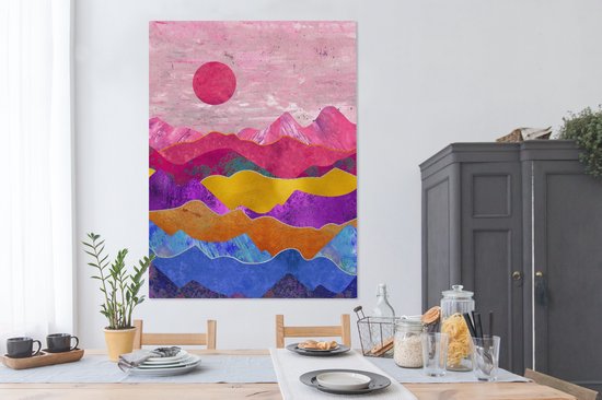 Toile Peinture Bi - Rose - Marbre - 120x160 cm - Décoration murale XXL