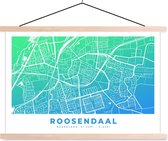 Posterhanger incl. Poster - Schoolplaat - Stadskaart - Roosendaal - Blauw - 150x100 cm - Blanke latten