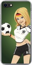 Geschikt voor iPhone 7 hoesje - Een illustratie van een meisje met Duitse kleding en een voetbal - Meiden - Meisjes - Kinderen - Siliconen Telefoonhoesje