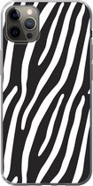 Geschikt voor iPhone 13 Pro Max hoesje - Dieren - Zebraprint - Zwart - Siliconen Telefoonhoesje