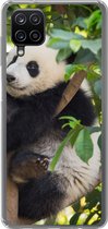 Geschikt voor Samsung Galaxy A12 hoesje - Panda - Dier - Boom - Siliconen Telefoonhoesje