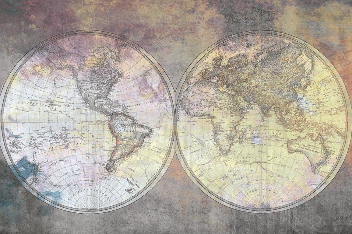 Fotobehang - Wold Map Abstract I 375x250cm - Vliesbehang