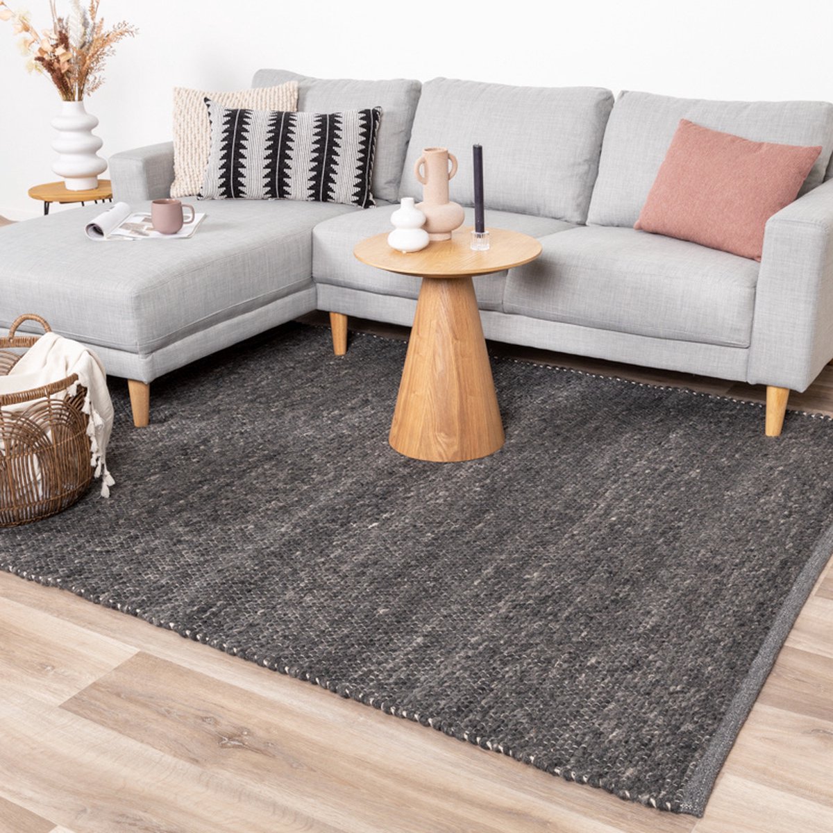 NATURL. Wollen vloerkleed - Feline Antraciet/Gemeleerd - 280x380cm