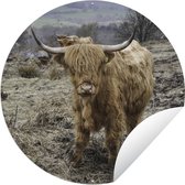 Tuincirkel Schotse Hooglanders - Berg - Koeien - 120x120 cm - Ronde Tuinposter - Buiten XXL / Groot formaat!