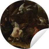 Tuincirkel Vogels in een park - Schilderij van Melchior d'Hondecoeter - 90x90 cm - Ronde Tuinposter - Buiten