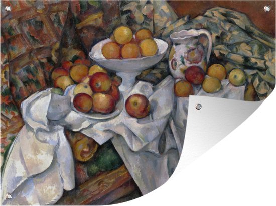 Tuin decoratie Stilleven met appels en sinaasappels - Schilderij van Paul Cézanne - 40x30 cm - Tuindoek - Buitenposter
