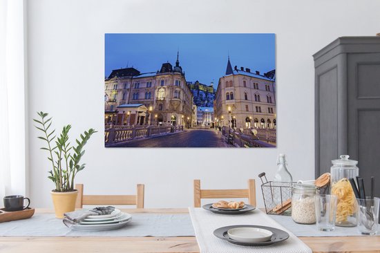 Tableau sur toile Le Triple Pont à Ljubljana - 140x90 cm - Décoration murale Art