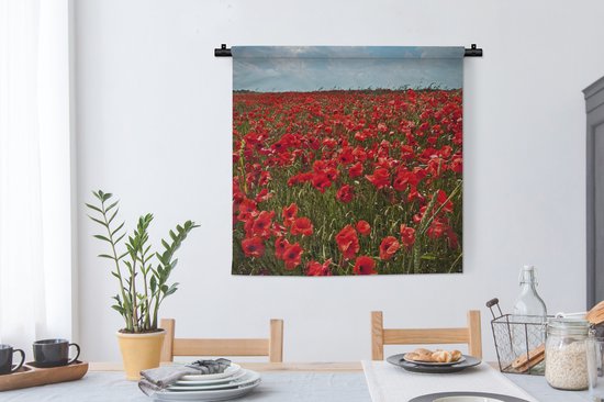Tapisserie - Tapisserie - Une prairie pleine de coquelicots - 90x90 cm - Tapisserie