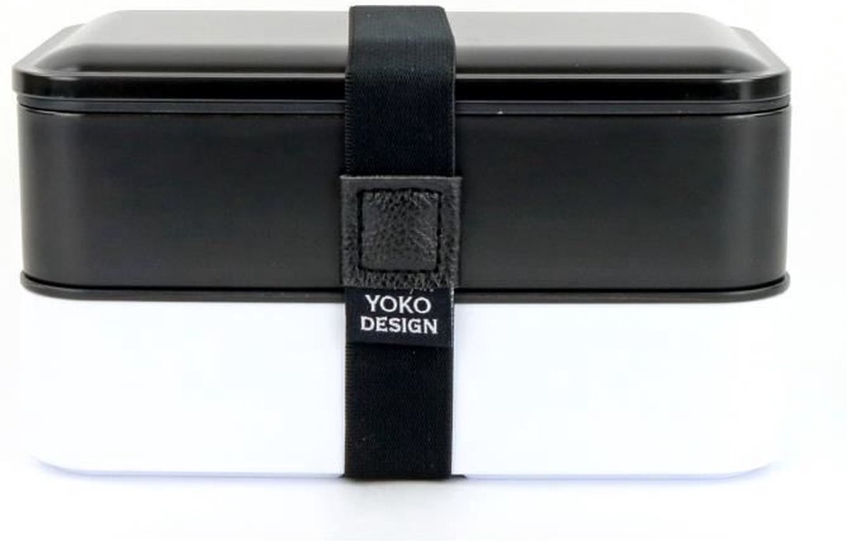 Zwarte lunchbox met 2 niveaus - YOKO DESIGN