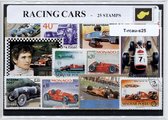 Raceauto's – Luxe postzegel pakket (A6 formaat) : collectie van 25 verschillende postzegels van raceauto's – kan als ansichtkaart in een A6 envelop - authentiek cadeau - kado - geschenk - kaart - racen - racebaan - auto's - formule 1 - rally - nascar
