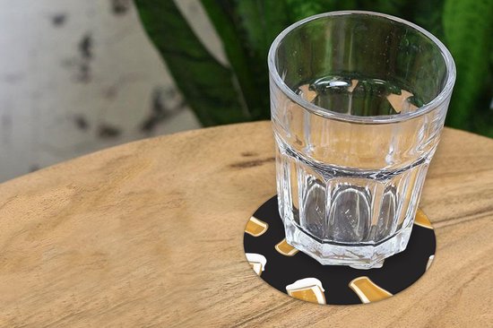 Sous- Sous-verres pour verres - Ronds - Bières - Verres - Zwart - 10x10 cm - 6 pièces