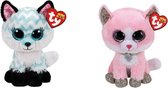 Ty - Knuffel - Beanie Boo's - Atlas Fox & Fiona Pink Cat