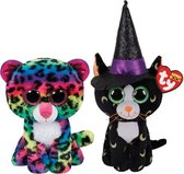 Ty - Knuffel - Beanie Boo's - Dotty Leopard & Halloween Pandora Cat