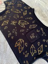 Cute Vibes, Crystals - Crop top - Volwassenen L - zwart / goud holografisch glitter - t-shirt