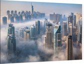 Indrukwekkend skyline van Dubai Marina op een mistige dag - Foto op Canvas - 45 x 30 cm