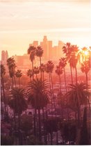 Zonsondergang door de palmbomen in Los Angeles - Foto op Forex - 30 x 45 cm