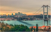 Panoramisch beeld van de Bosporusbrug in Istanbul - Foto op Forex - 90 x 60 cm