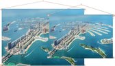 Luchtfoto van Dubai Palm Jumeirah Island in de Emiraten - Foto op Textielposter - 90 x 60 cm
