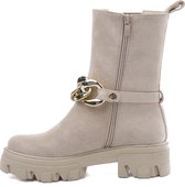 WELOVESHOES® Chelsea boots met Hak - Suedine - Beige - Maat 40