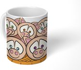 Mok - een mand vol met biggetjes - 350 ML - Beker