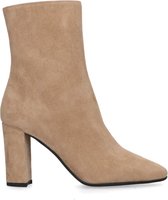 Black label - Dames - Beige suède enkellaarsjes met hak - Maat 39