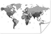 Wanddecoratie - Gemarkeerde landen op een wereldkaart - zwart wit - 60x40 cm - Poster