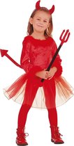 Widmann - Duivel Kostuum - Voor De Duvel Niet Bang Demon - Meisje - Rood - Maat 110 - Halloween - Verkleedkleding