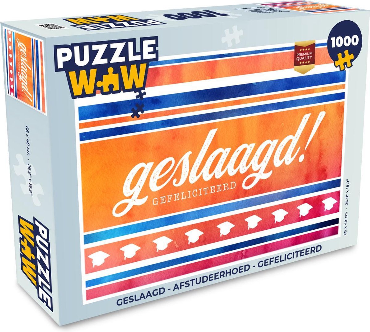 Afbeelding van product PuzzleWow  Puzzel Geslaagd - Afstudeerhoed - Gefeliciteerd - Legpuzzel - Puzzel 1000 stukjes volwassenen