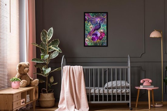 Affiche avec cadre Patterns - Violet - Paon - 40x60 cm