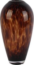House of Nature Vaas glas Tamdi 32cm luipaardprint bruin