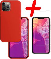 iPhone 13 Pro Max Hoesje Siliconen Met Screenprotector - iPhone 13 Pro Max Case Met Screenprotector Rood - iPhone 13 Pro Max Hoes - Rood