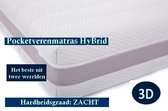 1-Persoons Matras -POCKET HYBRID 7 ZONE 23 CM - 3D - Zacht ligcomfort - 70x210/23