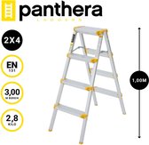 Bol.com Panthera huishoudtrap - keukentrap dubbel 2x4 treden - - Max werkhoogte: meter - voor aanbieding