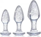 Glitter Gem Anaalplug Set - Zilver - Sextoys - Anaal Toys - Dildo - Buttpluggen