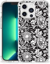 Coque de téléphone iPhone 13 Pro Max Coque arrière Coque en Siliconen avec bord transparent Zwart Fleurs