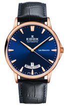 Edox Les Bémonts 83015 37R BUIR Horloge - Leer - Blauw - Ø 42 mm